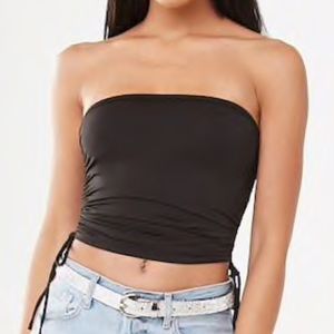 Ruched Black Tube Crop Top NWT!